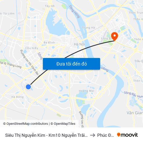 Siêu Thị Nguyễn Kim - Km10 Nguyễn Trãi (Hà Đông) to Phúc Đồng map