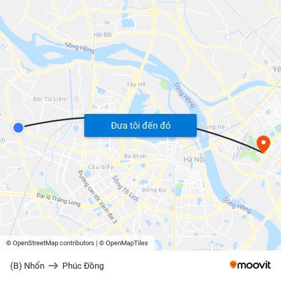 (B) Nhổn to Phúc Đồng map