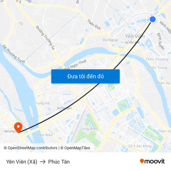 Yên Viên (Xã) to Phúc Tân map