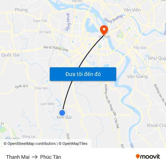 Thanh Mai to Phúc Tân map