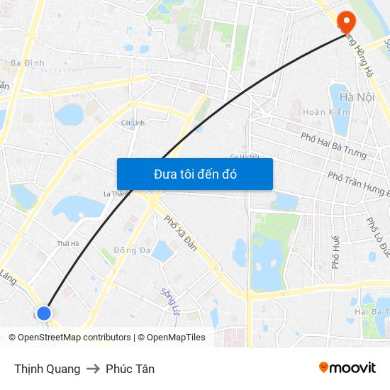 Thịnh Quang to Phúc Tân map