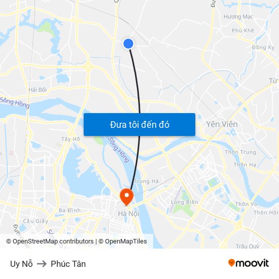 Uy Nỗ to Phúc Tân map
