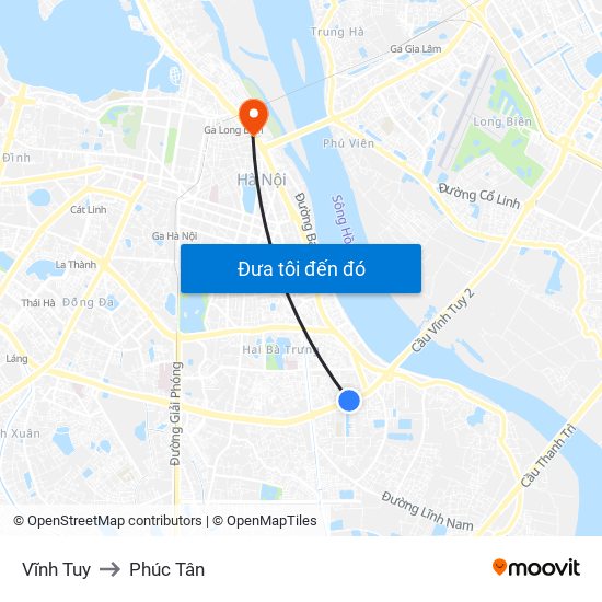 Vĩnh Tuy to Phúc Tân map