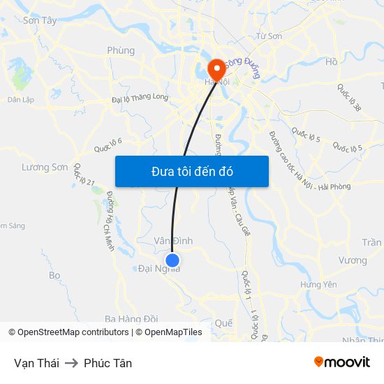 Vạn Thái to Phúc Tân map