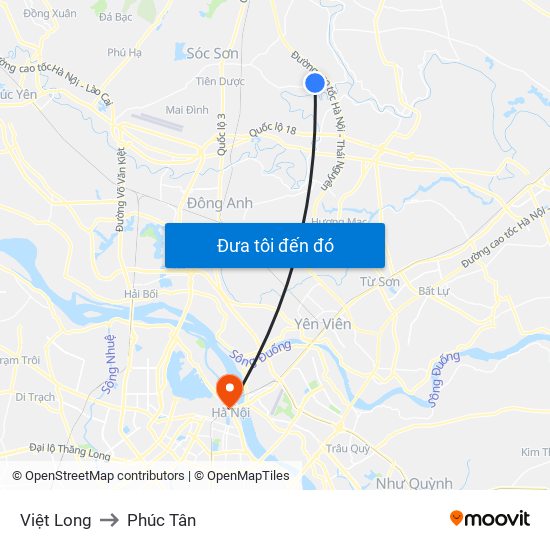 Việt Long to Phúc Tân map