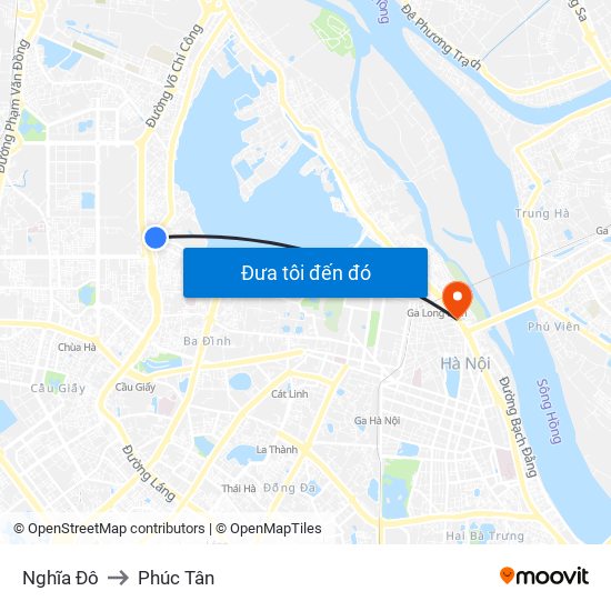 Nghĩa Đô to Phúc Tân map