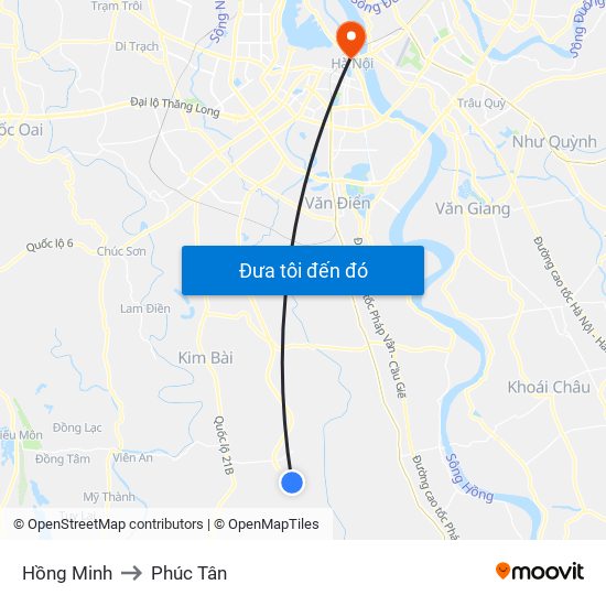 Hồng Minh to Phúc Tân map