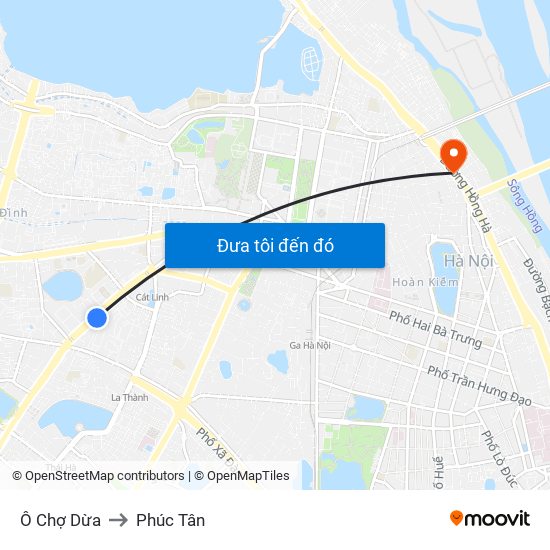 Ô Chợ Dừa to Phúc Tân map
