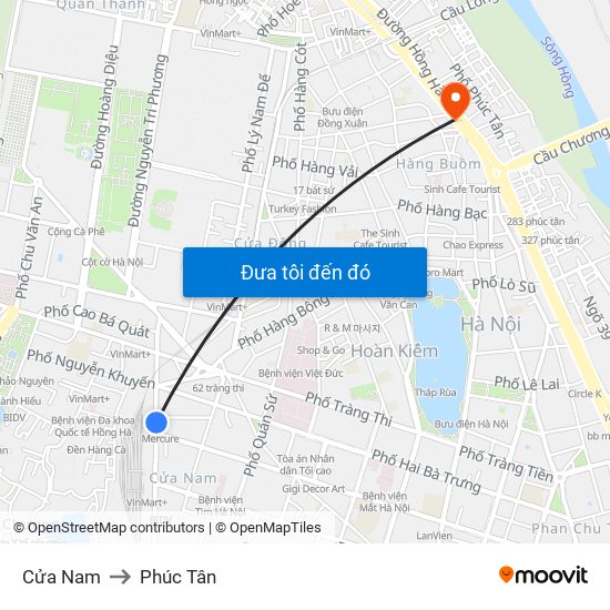 Cửa Nam to Phúc Tân map