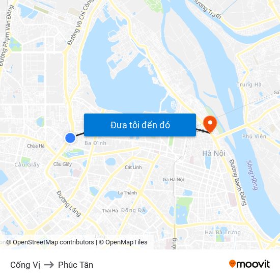 Cống Vị to Phúc Tân map