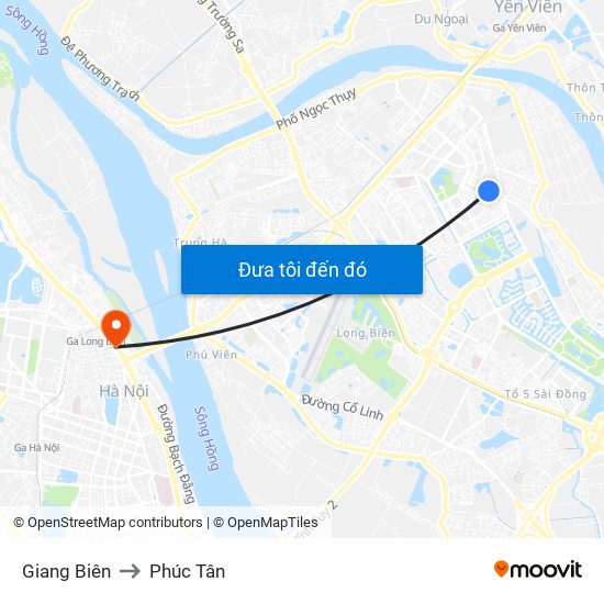 Giang Biên to Phúc Tân map