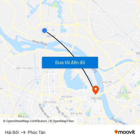 Hải Bối to Phúc Tân map