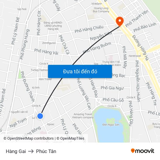 Hàng Gai to Phúc Tân map