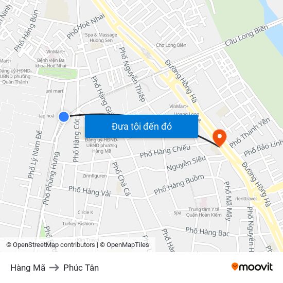 Hàng Mã to Phúc Tân map