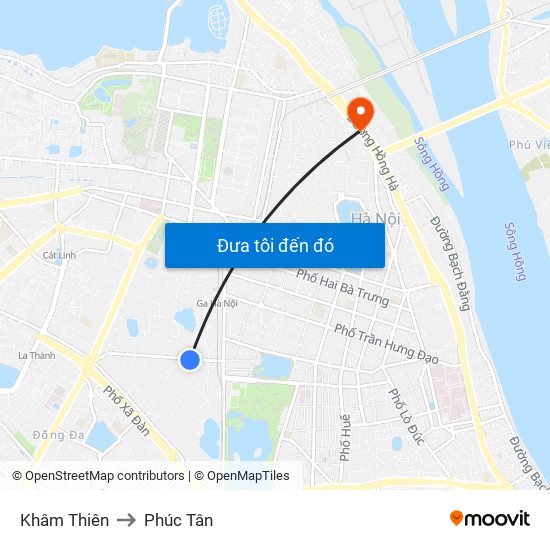 Khâm Thiên to Phúc Tân map