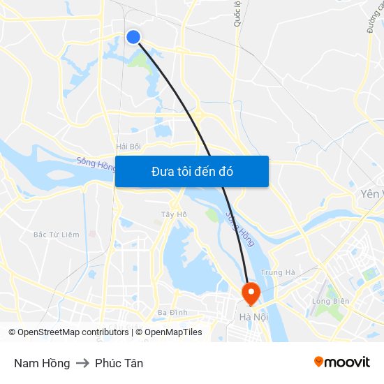 Nam Hồng to Phúc Tân map