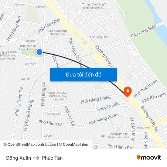 Đồng Xuân to Phúc Tân map