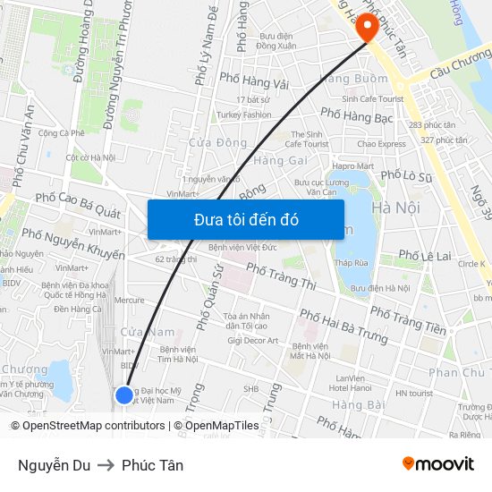 Nguyễn Du to Phúc Tân map