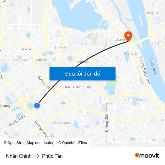 Nhân Chính to Phúc Tân map