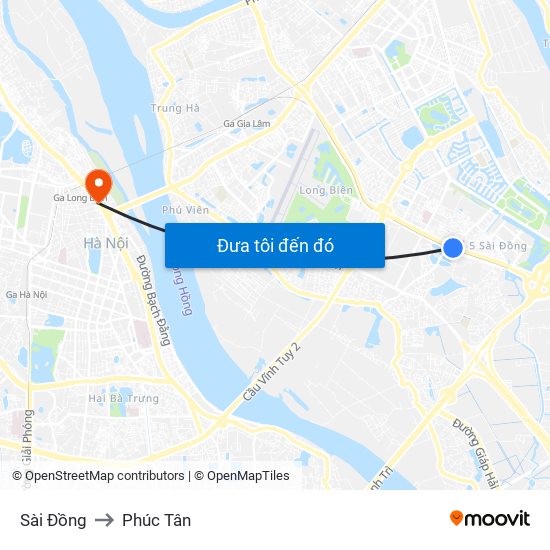 Sài Đồng to Phúc Tân map