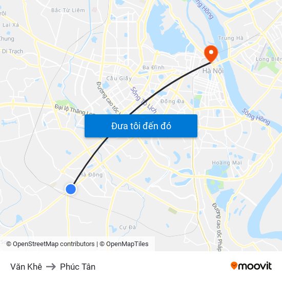 Văn Khê to Phúc Tân map