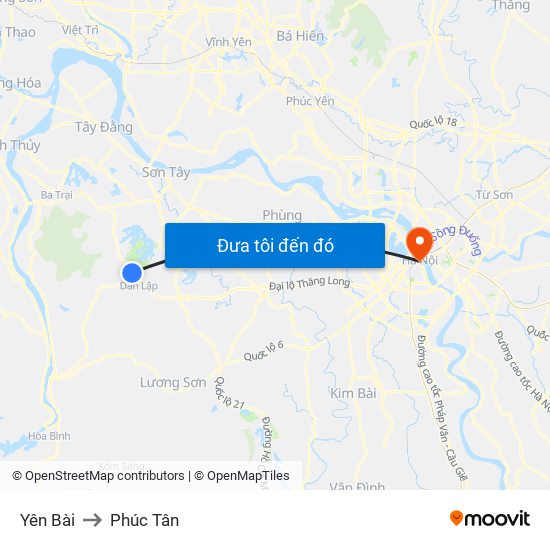 Yên Bài to Phúc Tân map