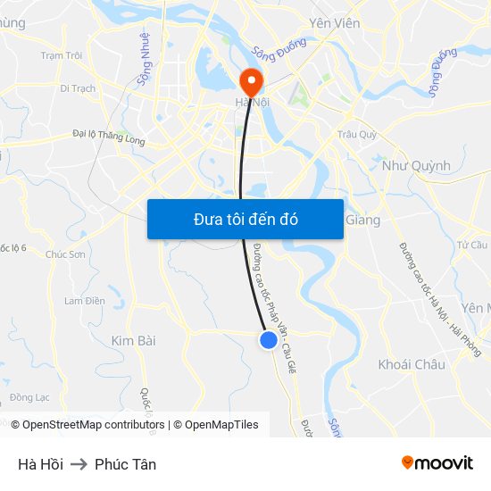 Hà Hồi to Phúc Tân map