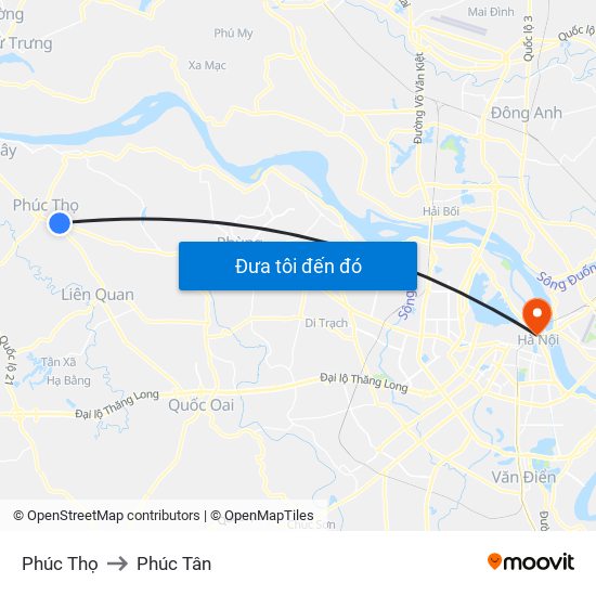 Phúc Thọ to Phúc Tân map