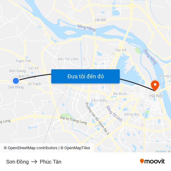 Sơn Đồng to Phúc Tân map