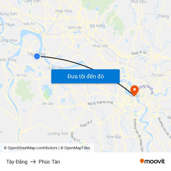 Tây Đằng to Phúc Tân map