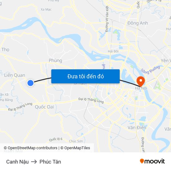 Canh Nậu to Phúc Tân map
