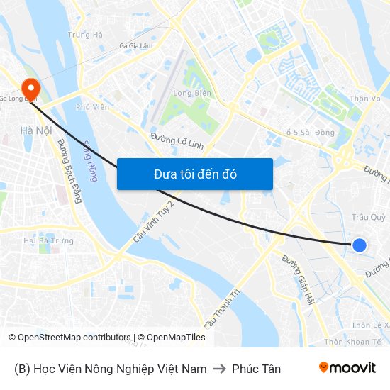 (B) Học Viện Nông Nghiệp Việt Nam to Phúc Tân map