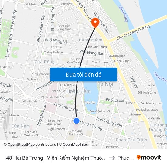 48 Hai Bà Trưng - Viện Kiểm Nghiệm Thuốc Trung Ương to Phúc Tân map