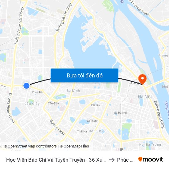 Học Viện Báo Chí Và Tuyên Truyền - 36 Xuân Thủy to Phúc Tân map