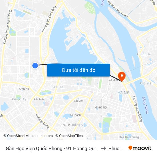 Gần Học Viện Quốc Phòng - 91 Hoàng Quốc Việt to Phúc Tân map