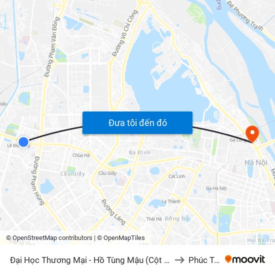 Đại Học Thương Mại - Hồ Tùng Mậu (Cột Sau) to Phúc Tân map