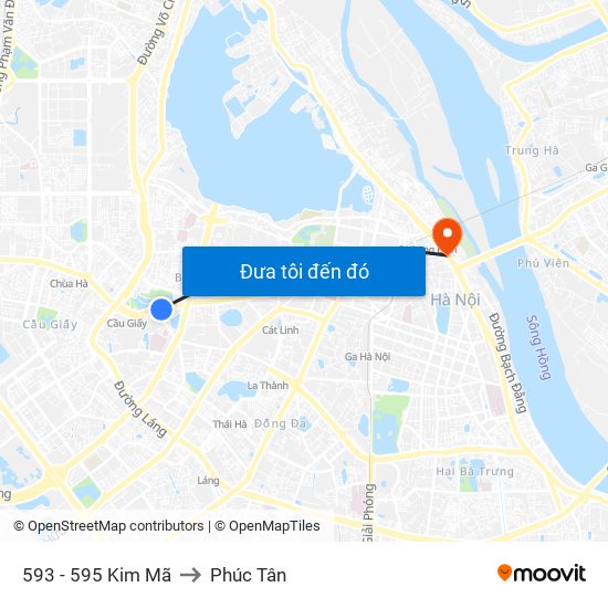 593 - 595 Kim Mã to Phúc Tân map