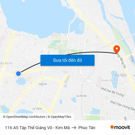 116 A5 Tập Thể Giảng Võ - Kim Mã to Phúc Tân map