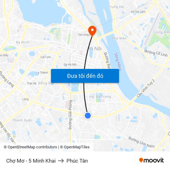 Chợ Mơ - 5 Minh Khai to Phúc Tân map