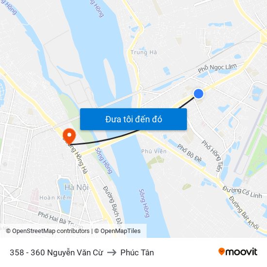 358 - 360 Nguyễn Văn Cừ to Phúc Tân map