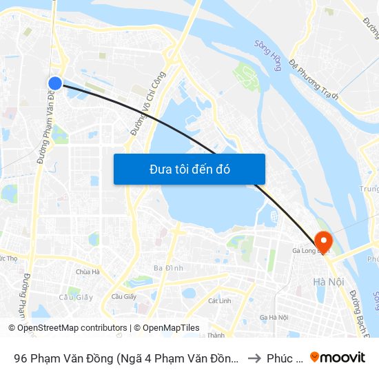 96 Phạm Văn Đồng (Ngã 4 Phạm Văn Đồng - Xuân Đỉnh) to Phúc Tân map