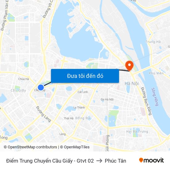 Điểm Trung Chuyển Cầu Giấy - Gtvt 02 to Phúc Tân map