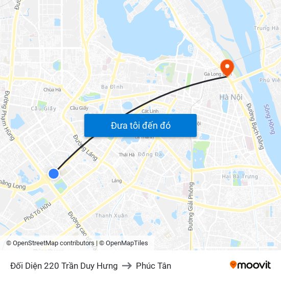 Đối Diện 220 Trần Duy Hưng to Phúc Tân map