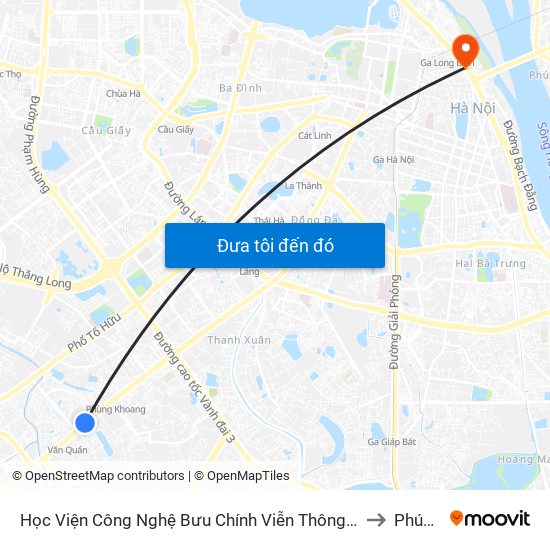 Học Viện Công Nghệ Bưu Chính Viễn Thông - Trần Phú (Hà Đông) to Phúc Tân map