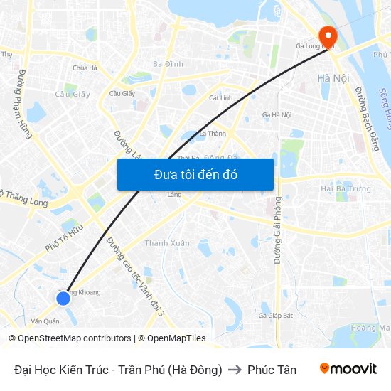 Đại Học Kiến Trúc - Trần Phú (Hà Đông) to Phúc Tân map
