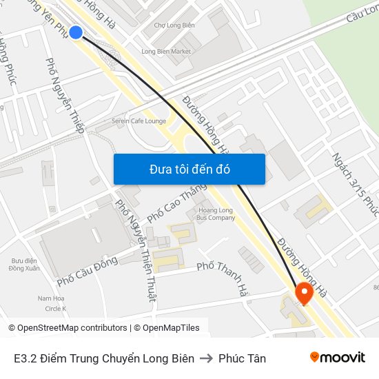 E3.2 Điểm Trung Chuyển Long Biên to Phúc Tân map