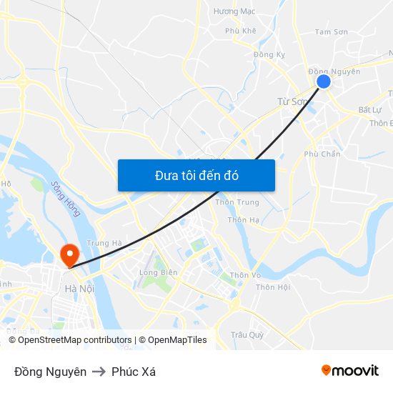 Đồng Nguyên to Phúc Xá map