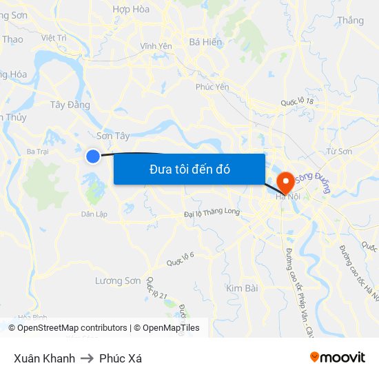 Xuân Khanh to Phúc Xá map