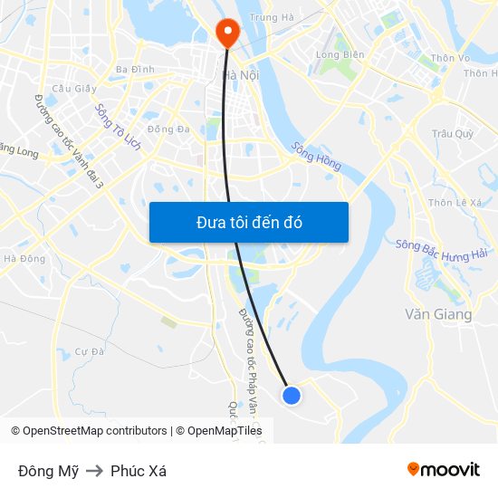 Đông Mỹ to Phúc Xá map