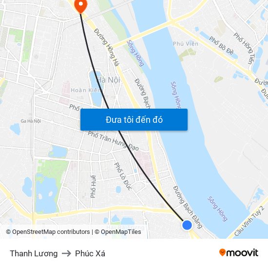 Thanh Lương to Phúc Xá map